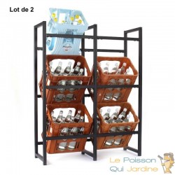 Lot de 2 Étagères de Rangement Pratique (91 x 31 x 116 cm) pour Caisses de Boissons et Rangement Divers