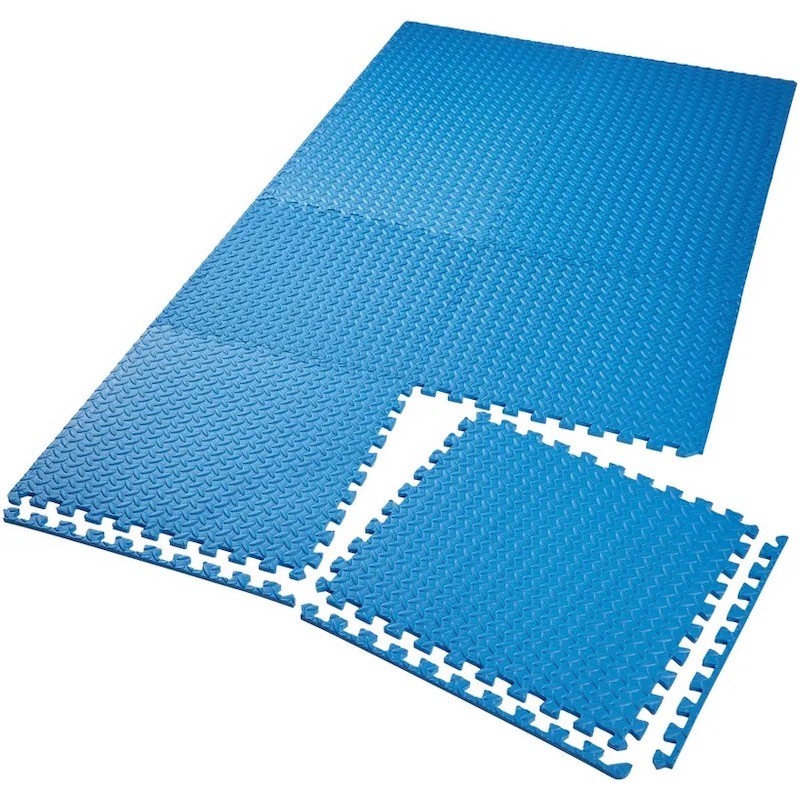 Tapis Sport & Jeu en Mousse Bleu - 8 Pièces 62 X 62 cm + bord de finition