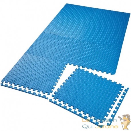 Tapis Sport & Jeu en Mousse Bleu - 12 Pièces 62 X 62 cm + bord de finition