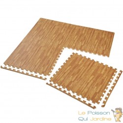 Tapis Sport & Jeu en Mousse Couleur Bois - 24 Pièces 62 X 62 cm + bord de finition