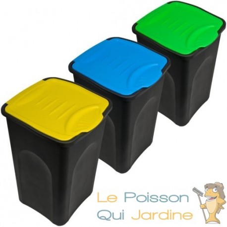 Lot de 3 poubelles xe recyclage. 50l par poubelle