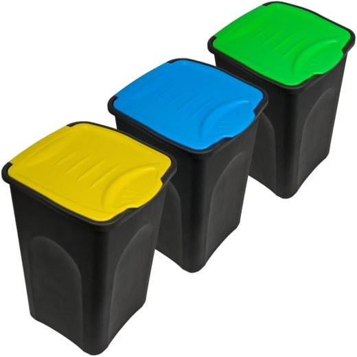 Lot de 3 poubelles de recyclage. 50l par poubelle