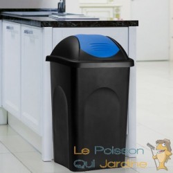 Poubelle domestique 60 l. Bleue et noire. Couvercle rapide