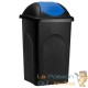 Poubelle domestique 60 l. Bleue et noire. Couvercle rapide