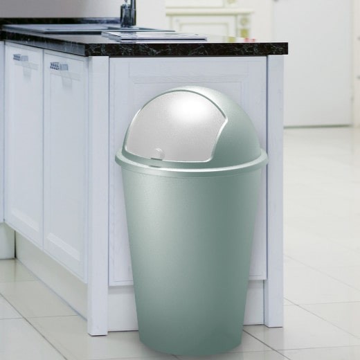 Poubelle Ronde Vert clair 50 l. Design et hygiénique. Couvercle rapide