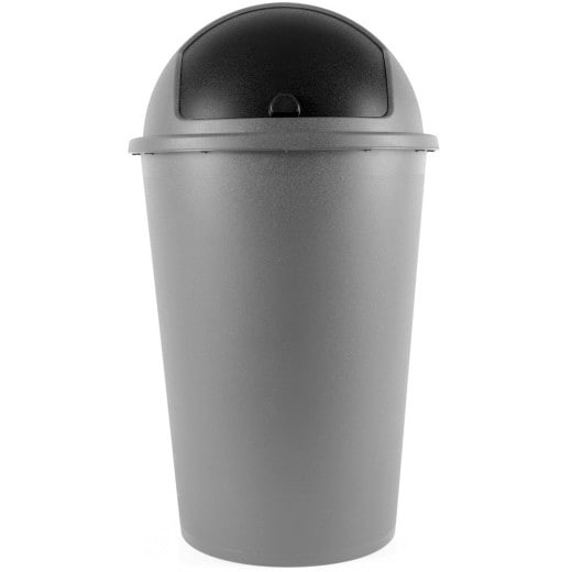Poubelle Ronde Grise 50 l. Design et hygiénique. Couvercle rapide