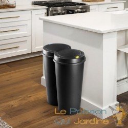 Poubelle double idéal recyclage et tri des déchets 2 X 25litres Noire