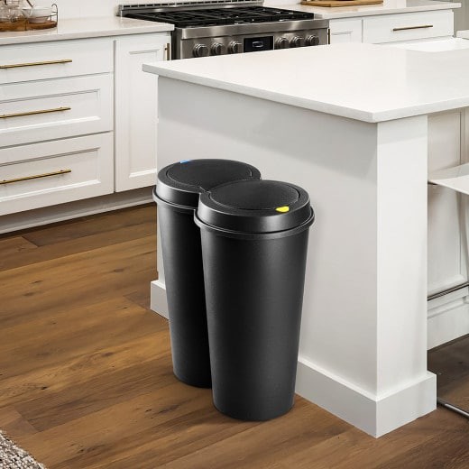 Poubelle double idéal recyclage et tri des déchets 2 X 25litres Noire