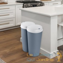 Poubelle double idéal recyclage et tri des déchets 2 X 25 litres Bleue