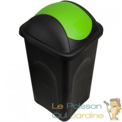 Poubelle domestique 60 l. Verte et noire. Couvercle rapide