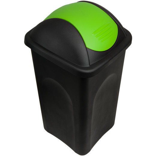 Poubelle domestique 60 l. Verte et noire. Couvercle rapide