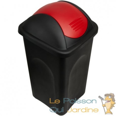 Poubelle domestique 60 l. Rouge et noire. Couvercle rapide