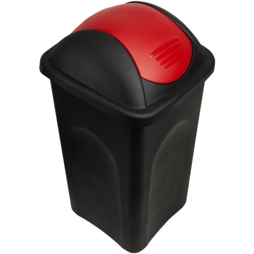 Poubelle domestique 60 l. Rouge et noire. Couvercle rapide