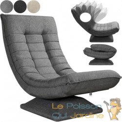 Fauteuil Design et Relax Tissu gris. Idéal pour la relaxation et le bien-être