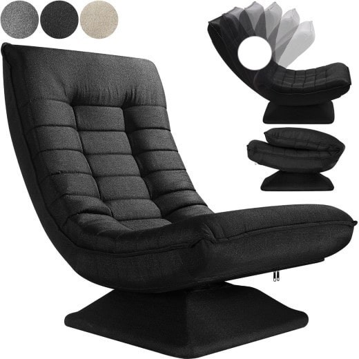 Fauteuil Design et Relax Tissu noir. Idéal pour la relaxation et le bien-être