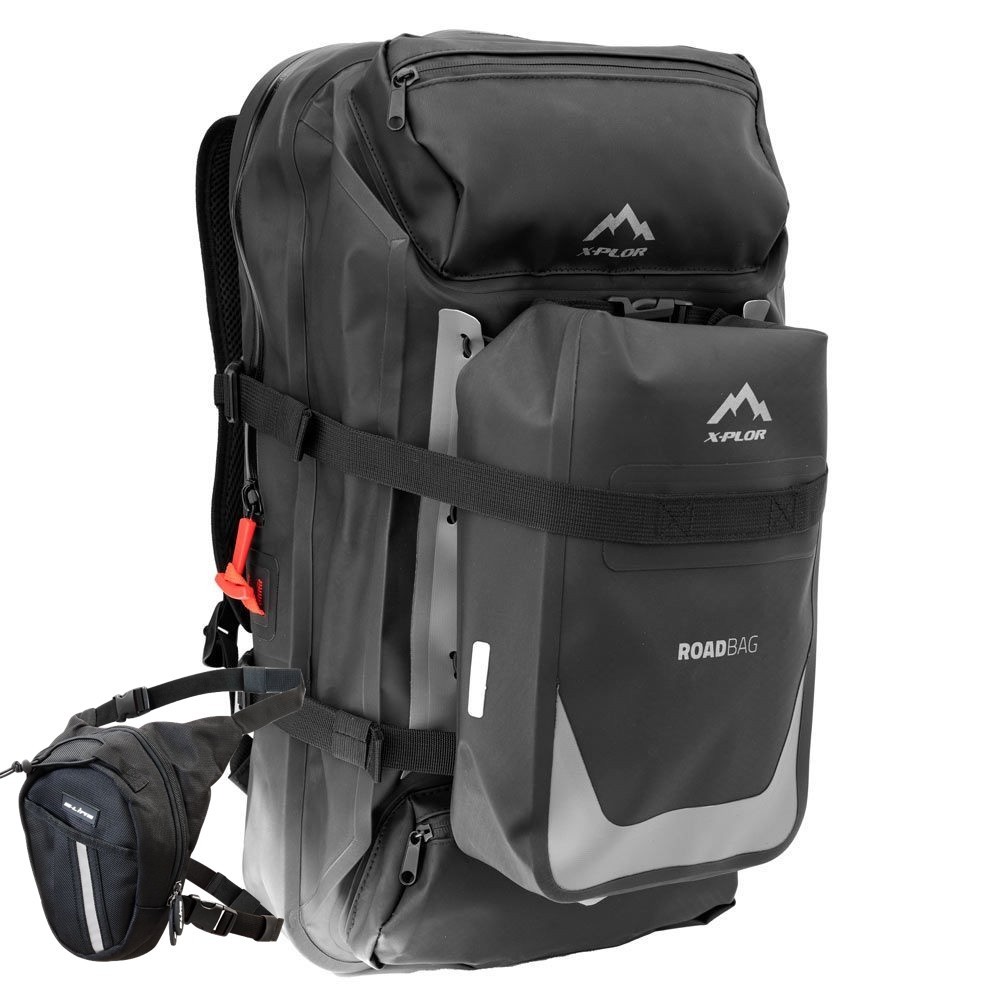 Sac À Dos Moto Étanche 35 litres + Pochette + Sacoche de jambe 1,5l