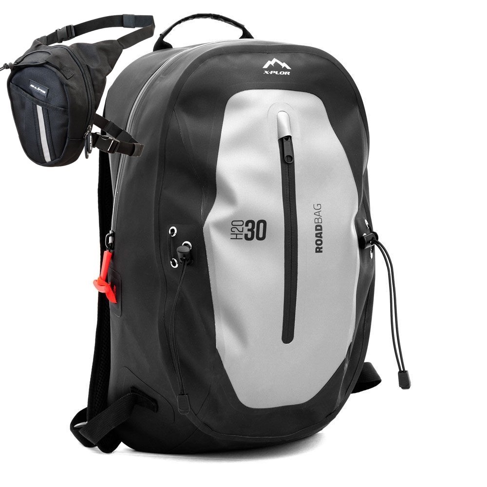 Sac À Dos Moto Étanche 30 litres + Sacoche de jambe 1,5l