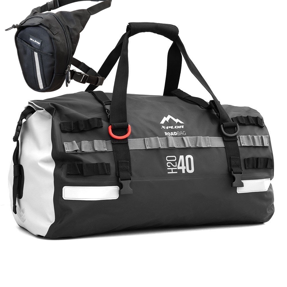 Sac Moto Étanche 40 litres + Sacoche de jambe 1,5l