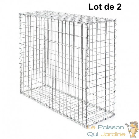 Gabion En Métal Galvanisé, Robuste, Résistant, 100 x 80 x 30 cm Lot de 2
