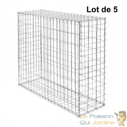 Lot de 5 Gabions En Métal Galvanisé, Robuste, Résistant, 100 x 80 x 30 cm