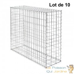 Lot de 10 Gabions En Métal Galvanisé, Robuste, Résistant, 100 x 80 x 30 cm