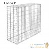 Lot de 2 Gabions En Métal Galvanisé, Robuste, Résistant, 100 x 100 x 30 cm