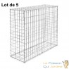 Lot de 5 Gabions En Métal Galvanisé, Robuste, Résistant, 100 x 100 x 30 cm
