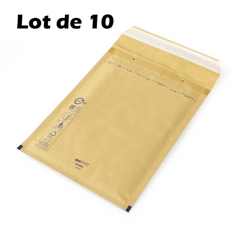 Lot de 10 Enveloppes Matelassées 220 x 330 mm (intérieur)