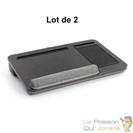 Lot de 2 Plateaux pour Ordinateur Portable Noir avec Coussin : Confort et Polyvalence pour le Travail et le Divertissement