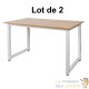 Lot de 2 Tables de travail ou bureau Couleur Bois 120 X 60 X 70 Résistante et de qualité