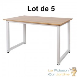 Lot de 5 Tables de travail ou bureau Couleur Bois 120 X 60 X 70 Résistante et de qualité