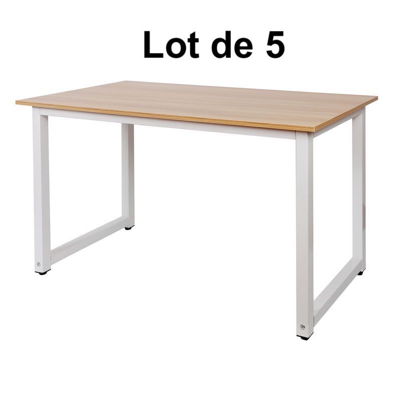 Lot de 5 Tables de travail ou bureau Couleur Bois 120 X 60 X 70 Résistante et de qualité