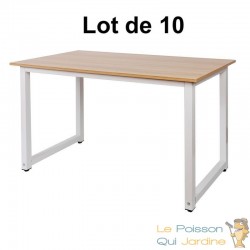 Lot de 10 Tables de travail ou bureau Couleur Bois 120 X 60 X 70 Résistante et de qualité