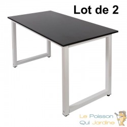 Lot de 2 Tables de travail ou bureau Couleur Noire 120 X 60 X 70 Résistante et de qualité