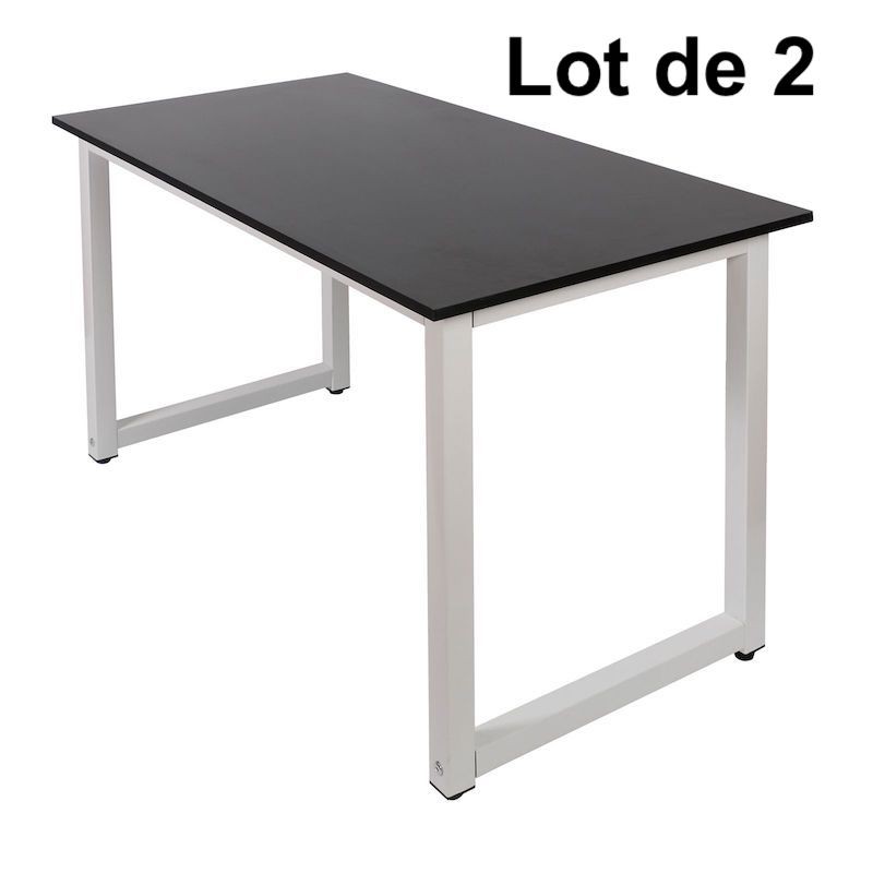 Lot de 2 Tables de travail ou bureau Couleur Noire 120 X 60 X 70 Résistante et de qualité