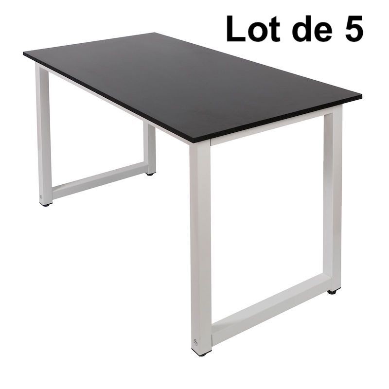 Lot de 5 Tables de travail ou bureau Couleur Noire 120 X 60 X 70 Résistante et de qualité