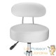 Tabouret de bureau à roulettes blanc avec dossier pivot à 360°
