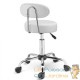 Tabouret de bureau à roulettes blanc avec dossier pivot à 360°
