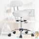 Tabouret de bureau à roulettes blanc avec dossier pivot à 360°