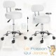 Tabouret de bureau à roulettes blanc avec dossier pivot à 360°