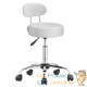 Tabouret de bureau à roulettes blanc avec dossier pivot à 360°