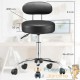 Tabouret de bureau à roulettes noir avec dossier pivot à 360°