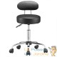 Tabouret de bureau à roulettes noir avec dossier pivot à 360°