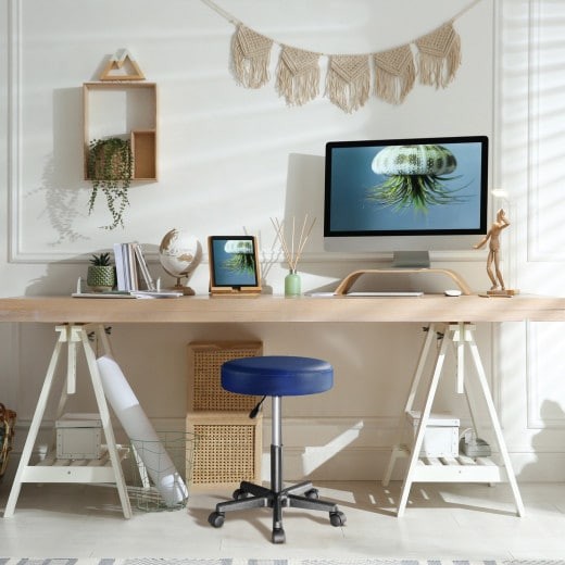 Tabouret de bureau à roulettes assise 35 cm vert avec dossier pivot à 360°