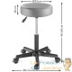 Tabouret de bureau à roulettes assise 35 cm gris avec dossier pivot à 360°