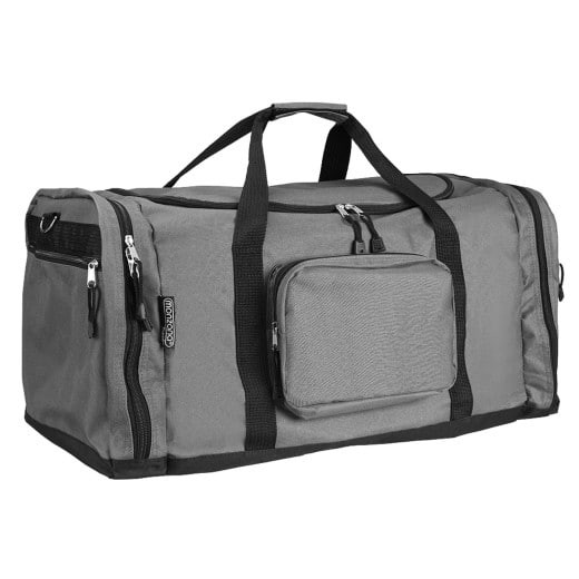 Sac de sport moderne gris. 90 litres. Robuste, spacieux et facile à transporter