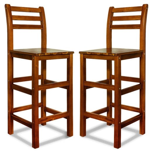 Lot de 2 tabourets de bar 110 cm en bois d'acacia. Grande qualité de fabrication