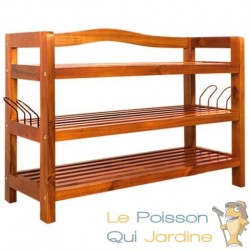 Banc et meuble à chaussures 85 cm : 3 niveaux. En acacia