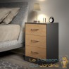 Table de chevet (de nuit) Moderne gris/bois 54 x 39 x 28cm 3 grands tiroirs