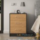 Lot de 2 Tables de chevet (de nuit) Moderne gris/bois 54 x 39 x 28cm 3 grands tiroirs